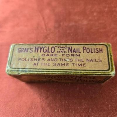 Antique Nail Polish Box with Cake Polish