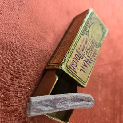 Antique Nail Polish Box with Cake Polish