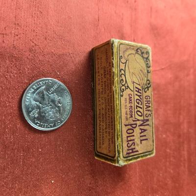 Antique Nail Polish Box with Cake Polish