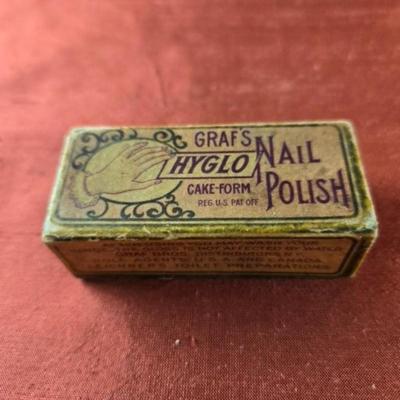Antique Nail Polish Box with Cake Polish