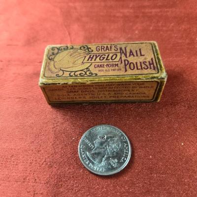 Antique Nail Polish Box with Cake Polish