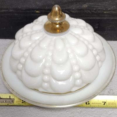 Guttate Milk Pitcher, Powder Box and Butter Dish