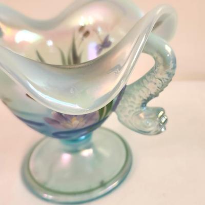 Lot #112 Fenton Dragonfly Vase - Blue Opalescent 2002