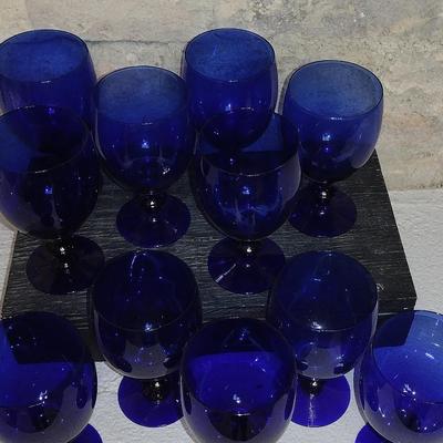 11 Blue Water Goblets