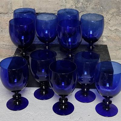 11 Blue Water Goblets
