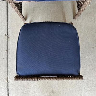 OUTDOOR WICKER ARM CHAIR W/PULL OUT FOOTSTOOL PLUS SIDE TABLE