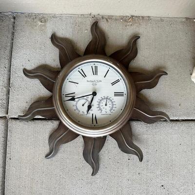 OWL BASE TABLE, FAUX PLANT AND WALL CLOCK BAROMETER