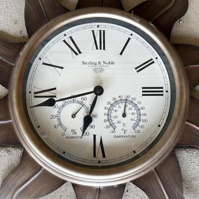 OWL BASE TABLE, FAUX PLANT AND WALL CLOCK BAROMETER