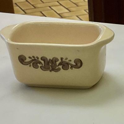 Vintage Pfaltzgraff village miniature loaf pan, sweatener holder