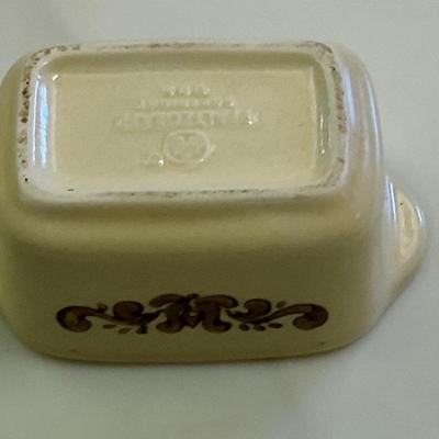 Vintage Pfaltzgraff village miniature loaf pan, sweatener holder