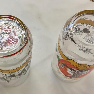 2 vintage Bugs Bunny 50th anniversary glasses