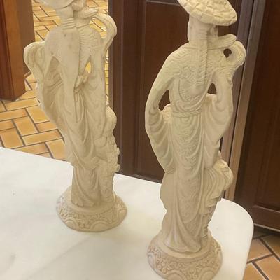 Cast stone oriental figures made in Mexico