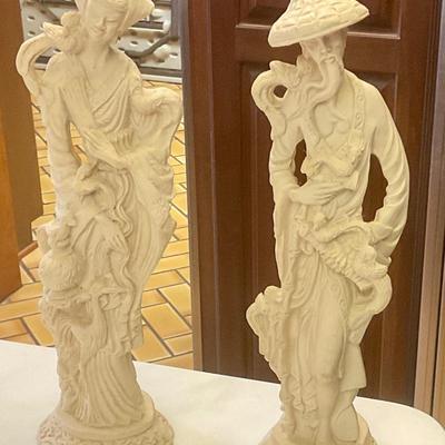 Cast stone oriental figures made in Mexico