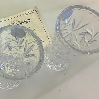 Pair of Lenox lead Crystal vases about 4” tall have original COA papers