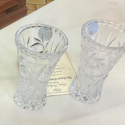Pair of Lenox lead Crystal vases about 4” tall have original COA papers