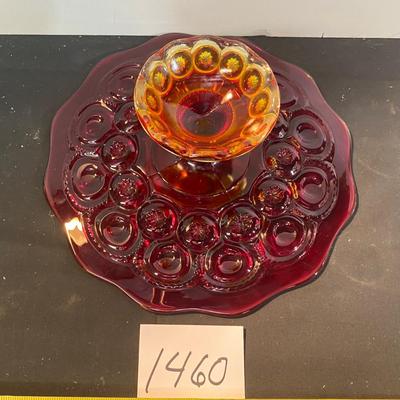 Vintage LE Smith Moon and Stars Pedestal Cake Plate
