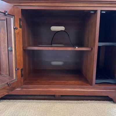 WOODEN MEDIA STAND WITH STORAGE