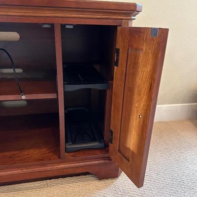 WOODEN MEDIA STAND WITH STORAGE