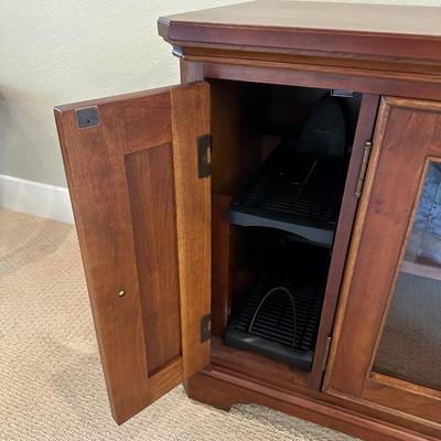 WOODEN MEDIA STAND WITH STORAGE