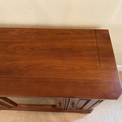 WOODEN MEDIA STAND WITH STORAGE