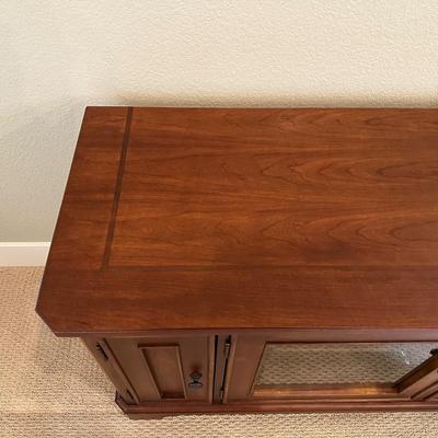 WOODEN MEDIA STAND WITH STORAGE