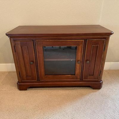 WOODEN MEDIA STAND WITH STORAGE