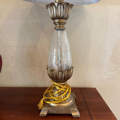 PAIR OF MATCHING LAMPS AND A METAL VASE