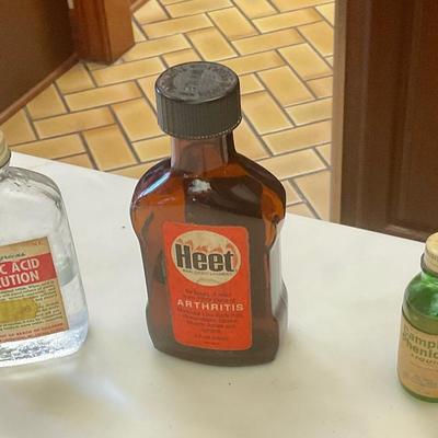3 vintage glass bottles from medicine closet