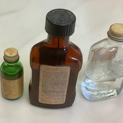 3 vintage glass bottles from medicine closet
