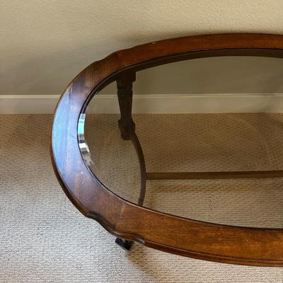BEAUTIFUL OVAL COFFEE TABLE WITH FAUX PLANT