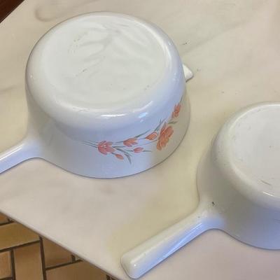 Corning ware sauce pans peach blossom pattern