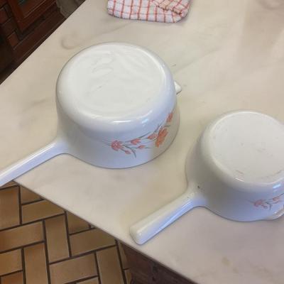 Corning ware sauce pans peach blossom pattern