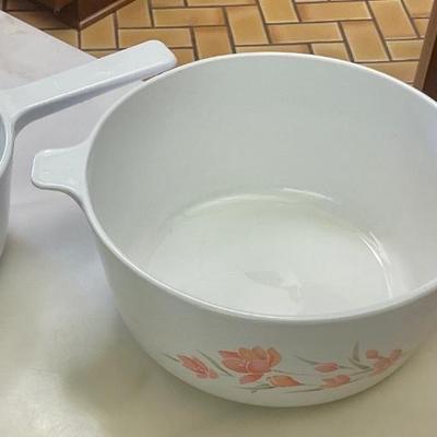 Corning ware sauce pans peach blossom pattern