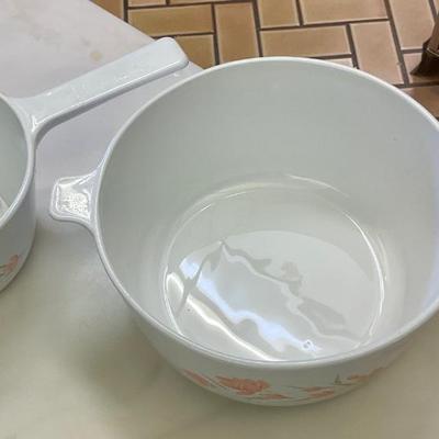 Corning ware sauce pans peach blossom pattern