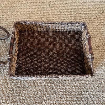 ANTIQUE REPLICA DOLL STROLLER AND WICKER BASKET