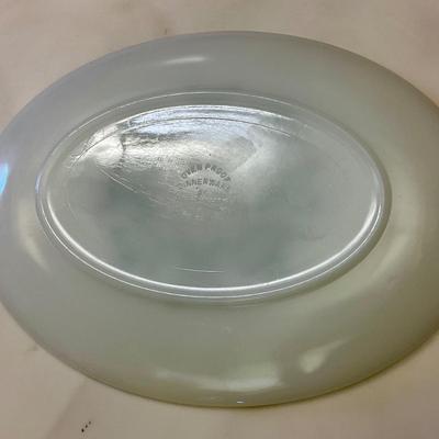 Fire King opal plater with green flowers and leaves late 1950’s