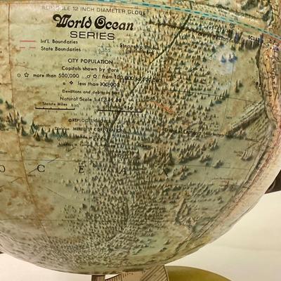 Nice vintage Globe circa 1950’s, 12” diameter globe world ocean series