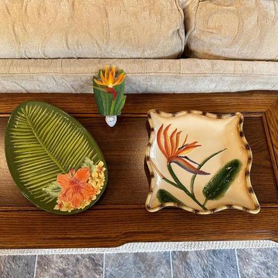 COLORFUL FLORAL PLATTERS AND A NIGHT LIGHT