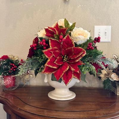 SILK FLOWER ARRANGEMENTS AND SWAG