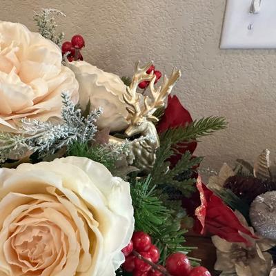 SILK FLOWER ARRANGEMENTS AND SWAG