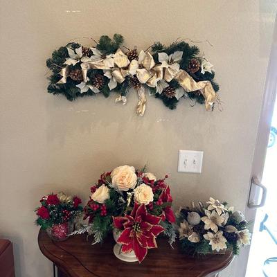 SILK FLOWER ARRANGEMENTS AND SWAG