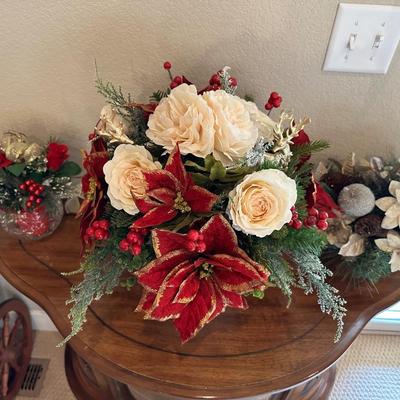 SILK FLOWER ARRANGEMENTS AND SWAG