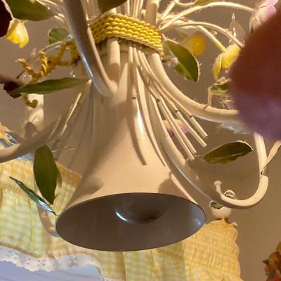 Towle floral Chandelier five lights above with spotlight below