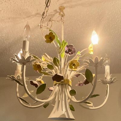 Towle floral Chandelier five lights above with spotlight below