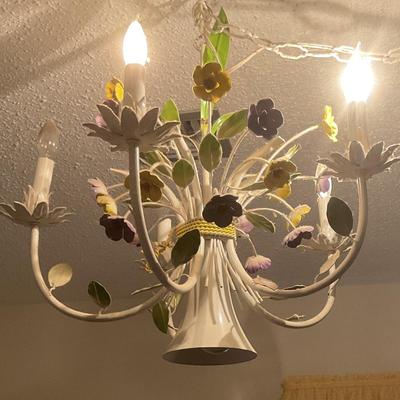 Towle floral Chandelier five lights above with spotlight below