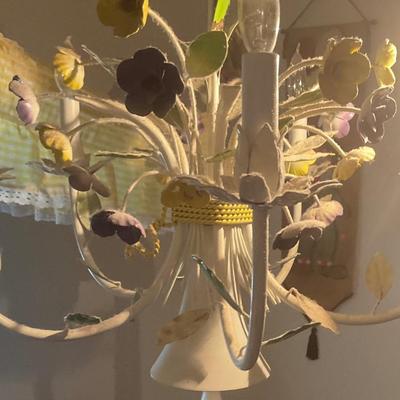 Towle floral Chandelier five lights above with spotlight below