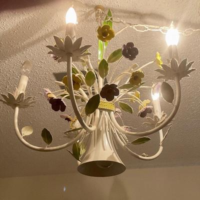 Towle floral Chandelier five lights above with spotlight below