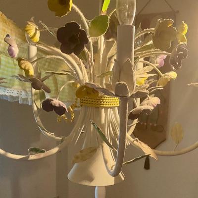 Towle floral Chandelier five lights above with spotlight below