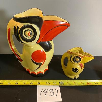 Vintage Ephilia Czechoslovakia Handpainted Toucan Pitcher