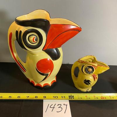Vintage Ephilia Czechoslovakia Handpainted Toucan Pitcher